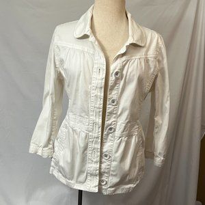 Caslon jacket ¾ sleeve lightweight white button close